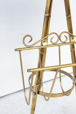 Pamono Brass and Wood Magazine Rack, 1950s><noscript><img width=