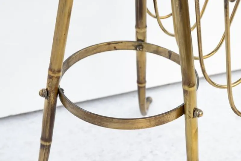 Pamono Brass and Wood Magazine Rack, 1950s> Magazine Racks