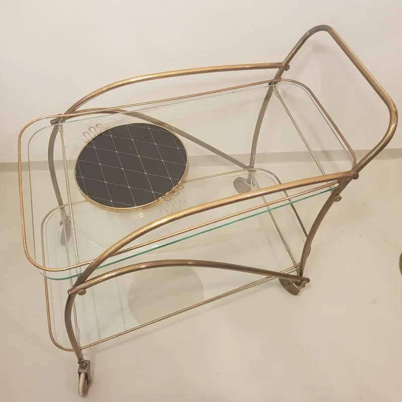 Pamono Brass Bar Cart, 1950s