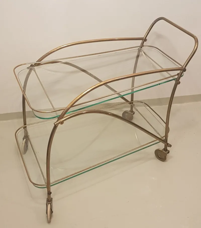 Pamono Brass Bar Cart, 1950s