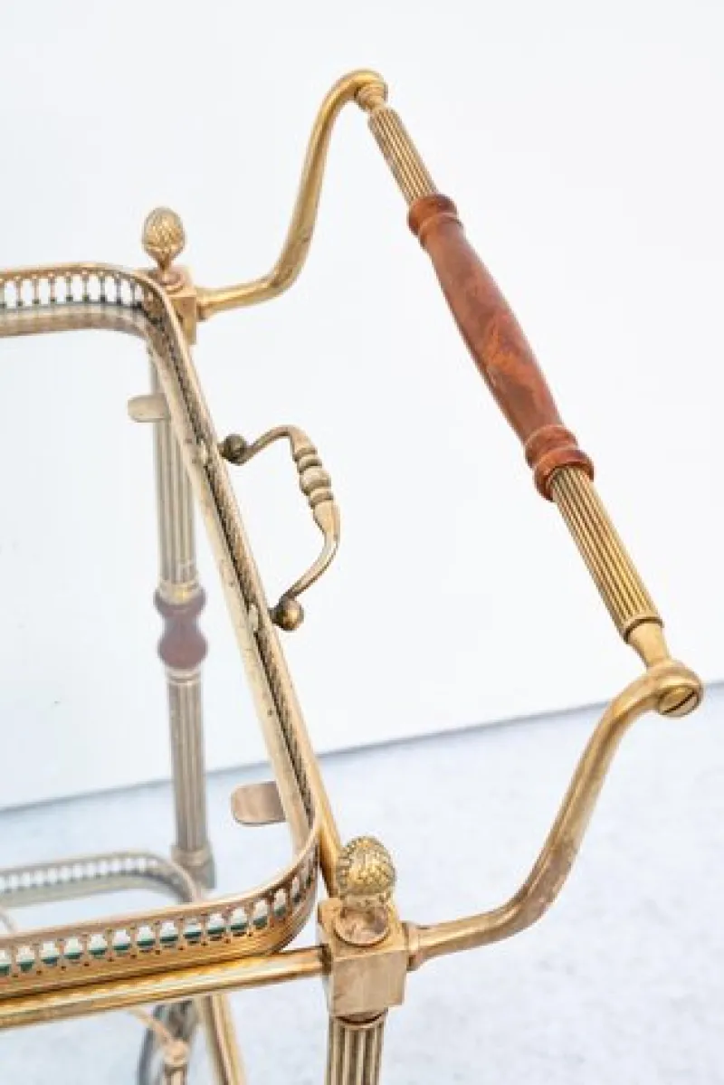 Pamono Brass Bar Cart with Glass Tops, France, 1950s> Serving Bar Carts & Trolleys
