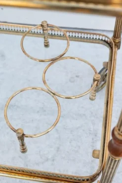 Pamono Brass Bar Cart with Glass Tops, France, 1950s><noscript><img width=