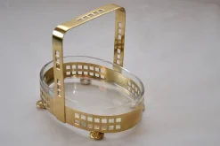 Outlet Pamono Brass Basket with Original Glass, 1910