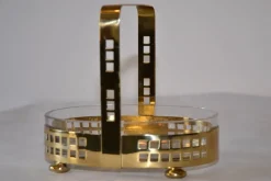 Outlet Pamono Brass Basket with Original Glass, 1910