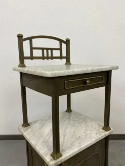 Sale Pamono Brass Bedside Table with Marble Top, 1920s