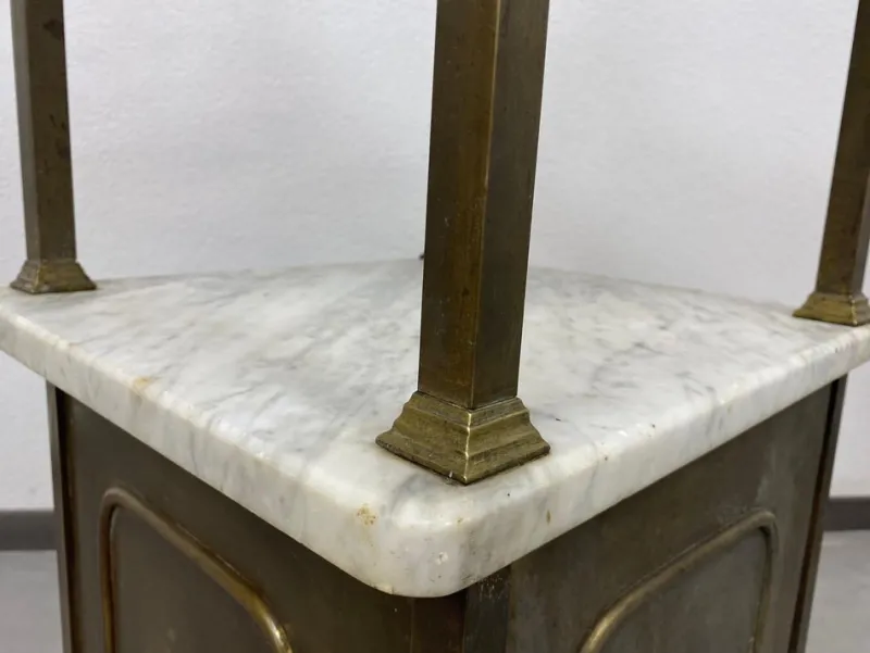 Sale Pamono Brass Bedside Table with Marble Top, 1920s