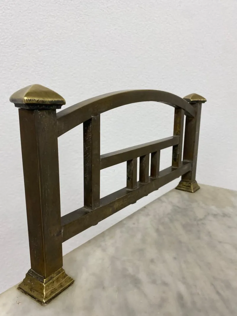 Sale Pamono Brass Bedside Table with Marble Top, 1920s