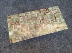 Hot Pamono Brass Coffee Table with Rectangular Brown Marble Top, 1950s