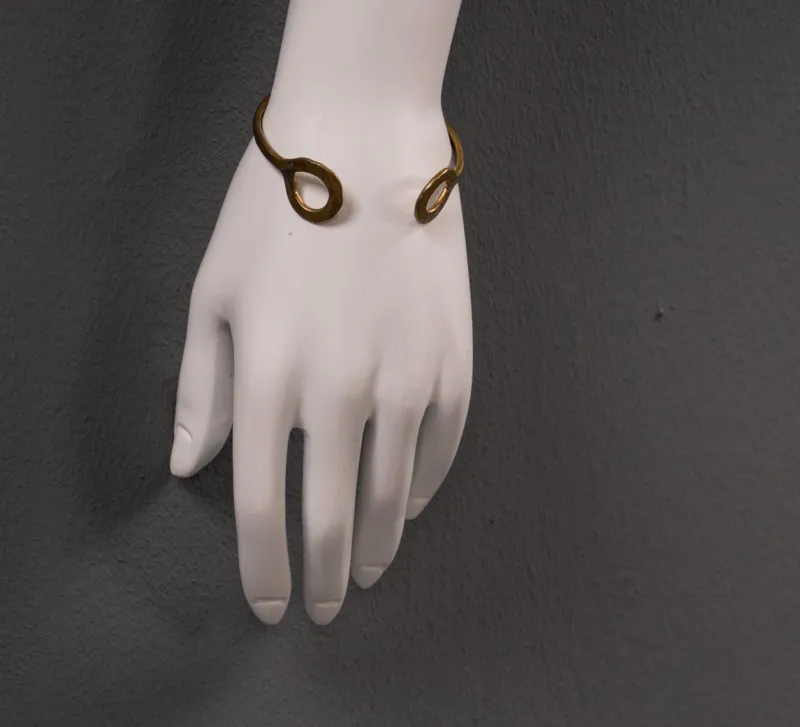 Pamono Brass Cuff Bracelet with Circles, 1980s> Bracelets