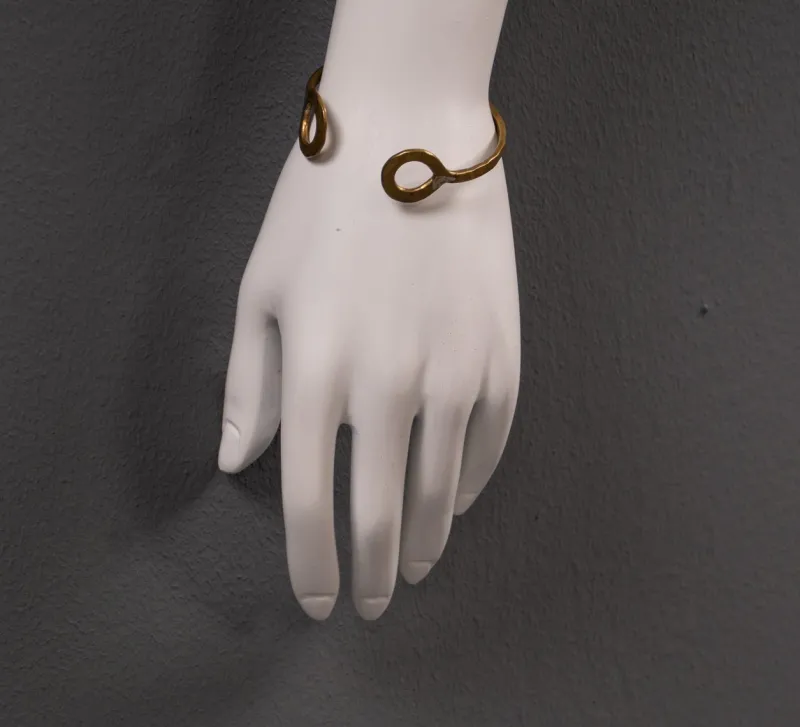Pamono Brass Cuff Bracelet with Circles, 1980s> Bracelets