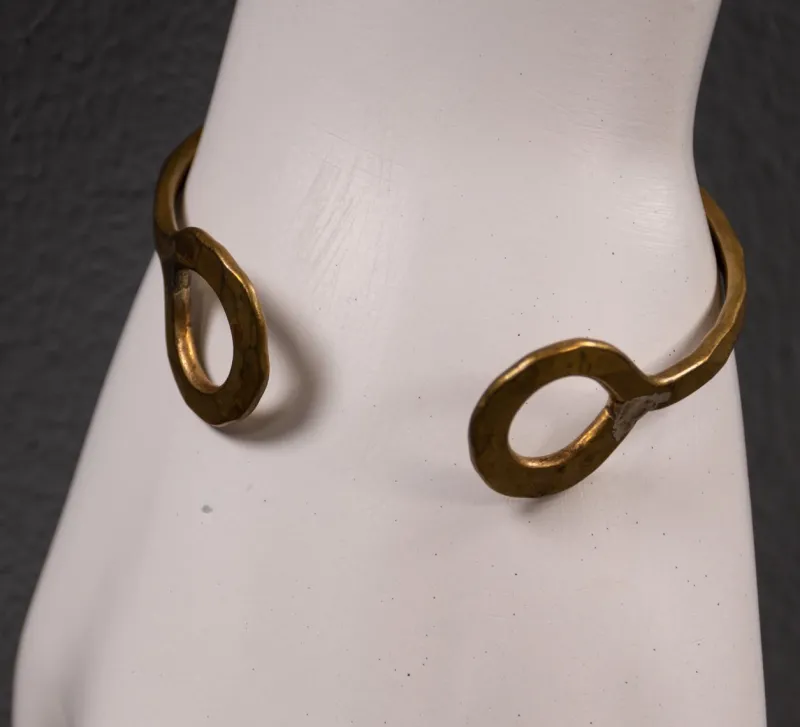 Pamono Brass Cuff Bracelet with Circles, 1980s> Bracelets