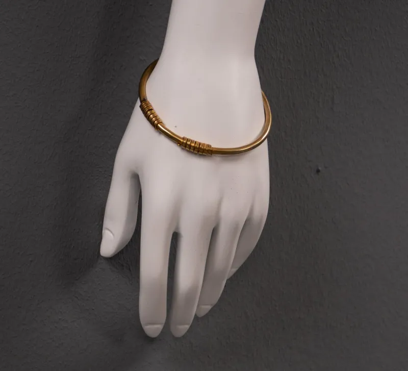 Pamono Brass Cuff Bracelet with Circles, 1980s> Bracelets