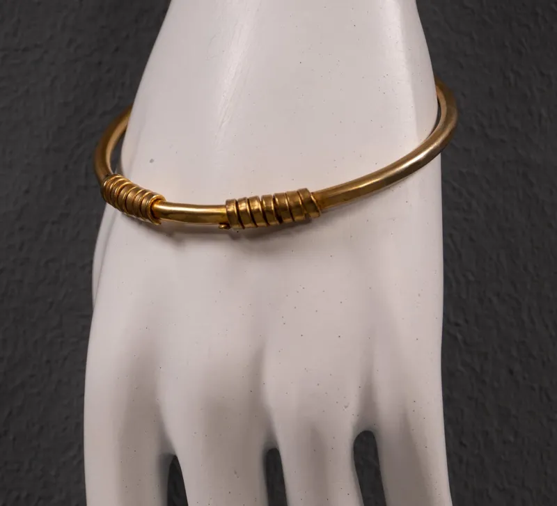 Pamono Brass Cuff Bracelet with Circles, 1980s> Bracelets
