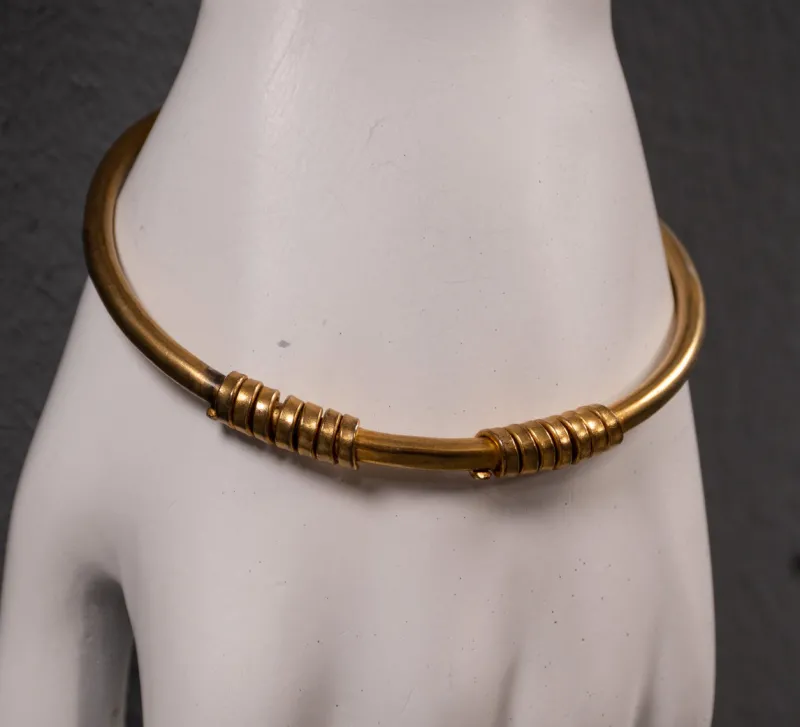 Pamono Brass Cuff Bracelet with Circles, 1980s> Bracelets