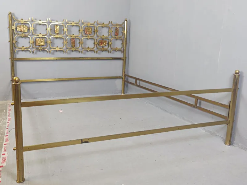 Pamono Brass Double Bed by Osvaldo Borsani, Italy, 1960s> Beds & Bedroom Sets