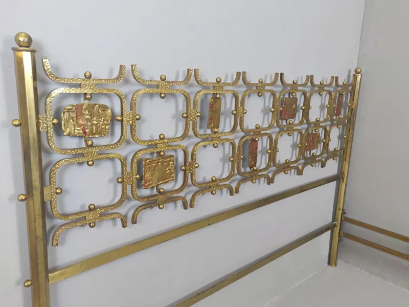 Pamono Brass Double Bed by Osvaldo Borsani, Italy, 1960s> Beds & Bedroom Sets