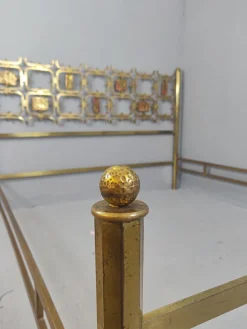 Pamono Brass Double Bed by Osvaldo Borsani, Italy, 1960s><noscript><img width=
