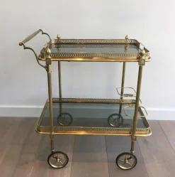 Outlet Pamono Brass Drinks Trolley by Maison Jansen