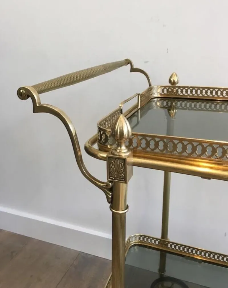 Outlet Pamono Brass Drinks Trolley by Maison Jansen