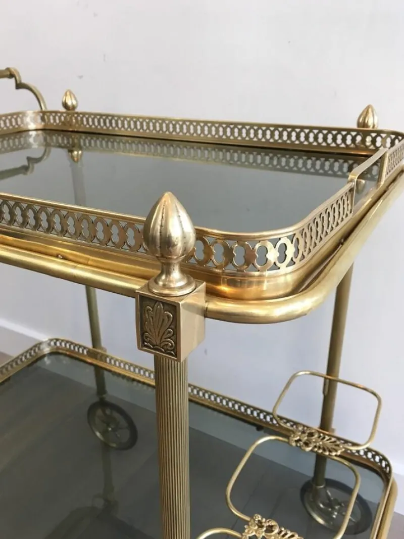 Outlet Pamono Brass Drinks Trolley by Maison Jansen