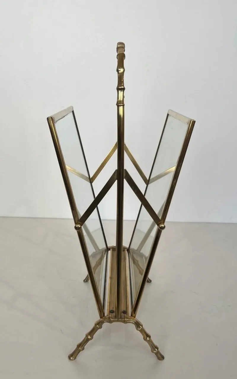 Pamono Brass Faux Bamboo Magazine Rack by Maison Baguès> Magazine Racks