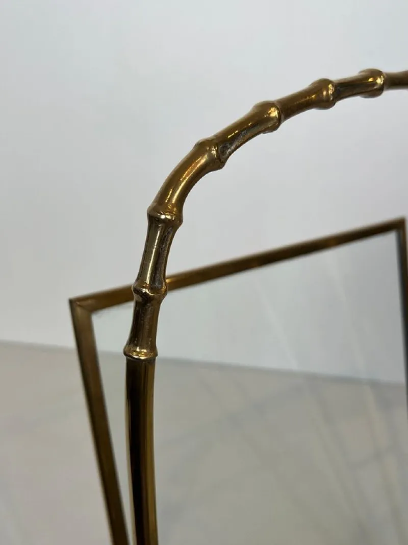 Pamono Brass Faux Bamboo Magazine Rack by Maison Baguès> Magazine Racks