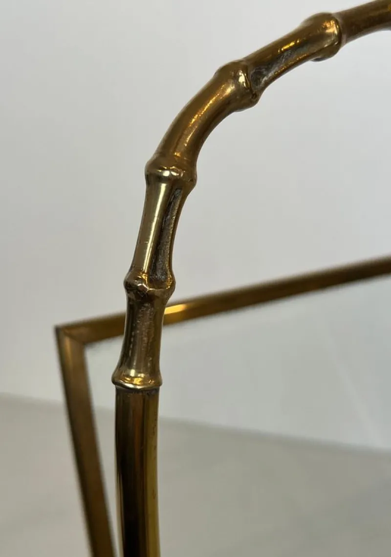Pamono Brass Faux Bamboo Magazine Rack by Maison Baguès> Magazine Racks