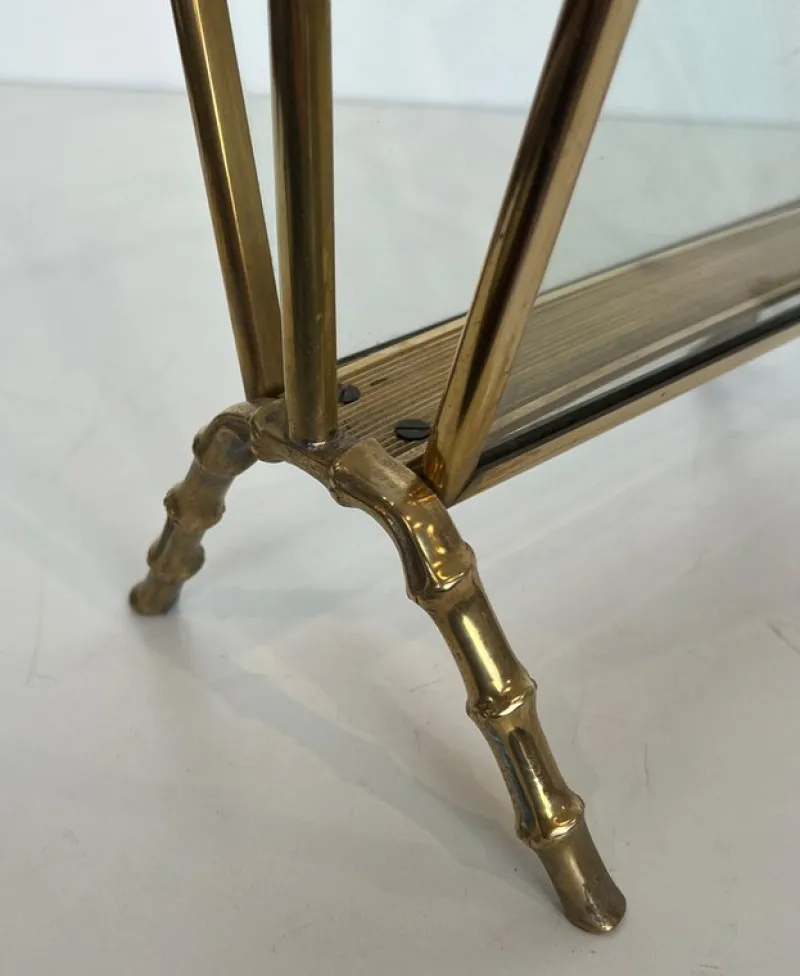 Pamono Brass Faux Bamboo Magazine Rack by Maison Baguès> Magazine Racks