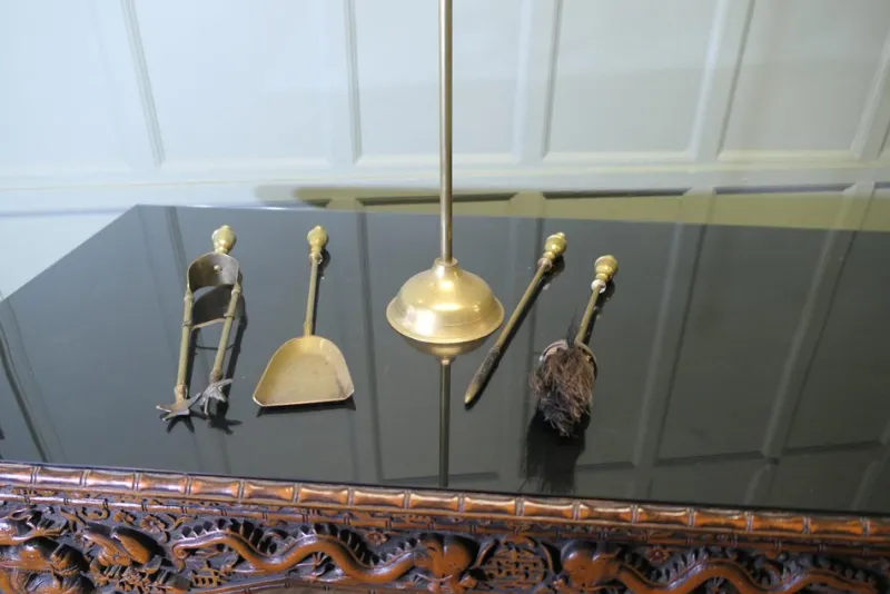 Outlet Pamono Brass Fireside Tools on Stand, 1960, Set of 5