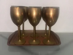 Pamono Brass Goblets with Tray, 1920> Dinnerware Accessories