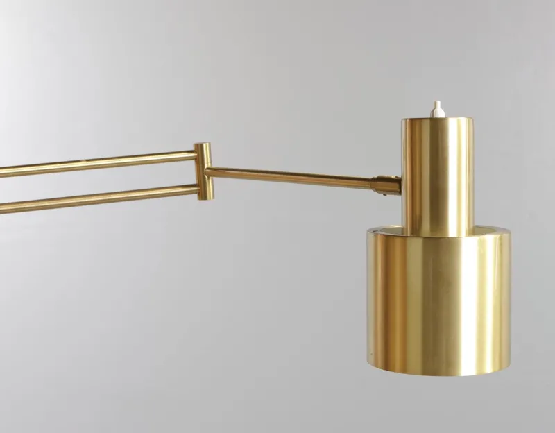 Online Pamono Brass Horizon Wall Lamp with Swing Arm and Teak Wall Bracket by Jo Hammerborg for Fog & Mørup, 1960s