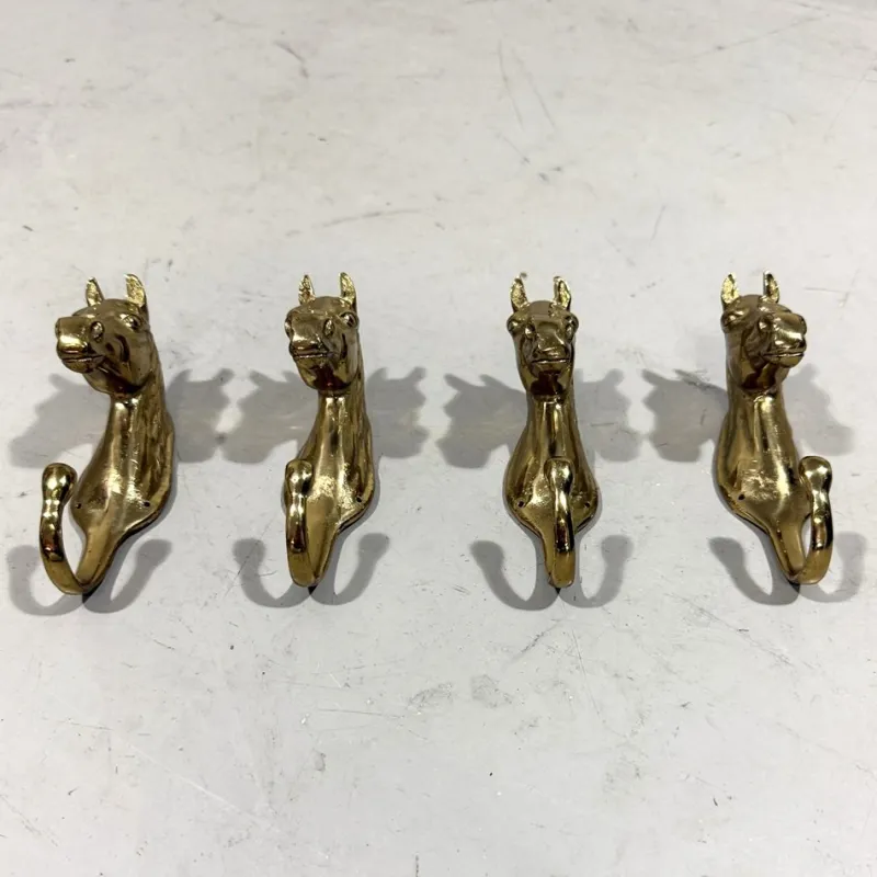 Discount Pamono Brass Horse Coat Hooks, 1960s, Set of 4