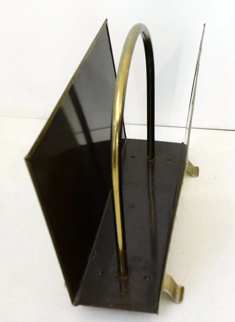 Pamono Brass Magazine Rack attributed to Peerage Brass, England, 1960s> Magazine Racks