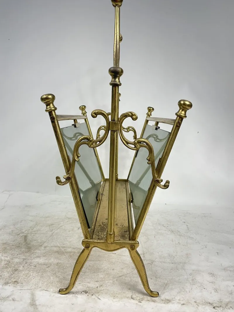 Pamono Brass Magazine Rack, 1960s> Magazine Racks