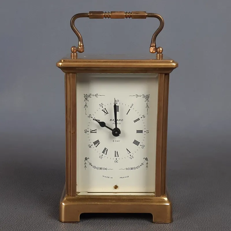 Pamono Brass Mechanical Carriage Clock from Bayard Paris, Duverdrey & Bloquel, 1940s> Clocks