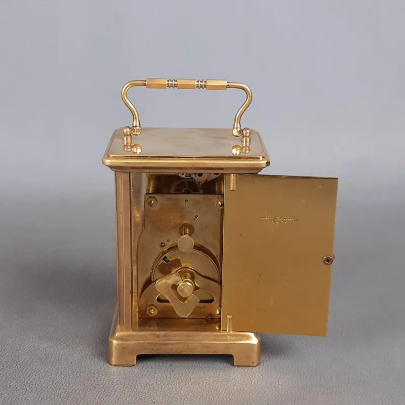 Pamono Brass Mechanical Carriage Clock from Bayard Paris, Duverdrey & Bloquel, 1940s> Clocks