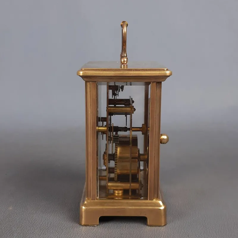 Pamono Brass Mechanical Carriage Clock from Bayard Paris, Duverdrey & Bloquel, 1940s> Clocks