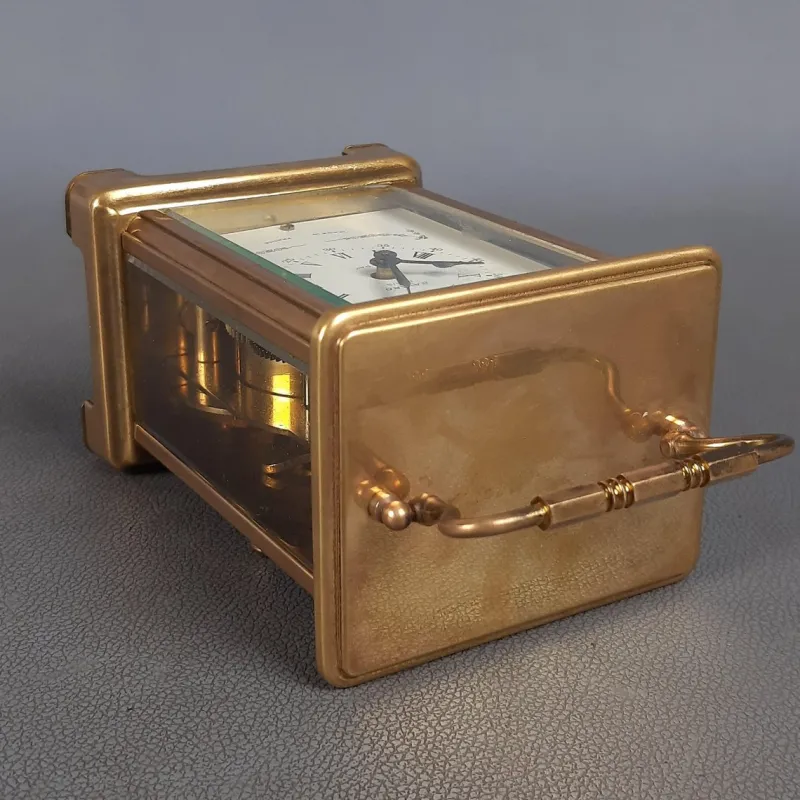 Pamono Brass Mechanical Carriage Clock from Bayard Paris, Duverdrey & Bloquel, 1940s> Clocks