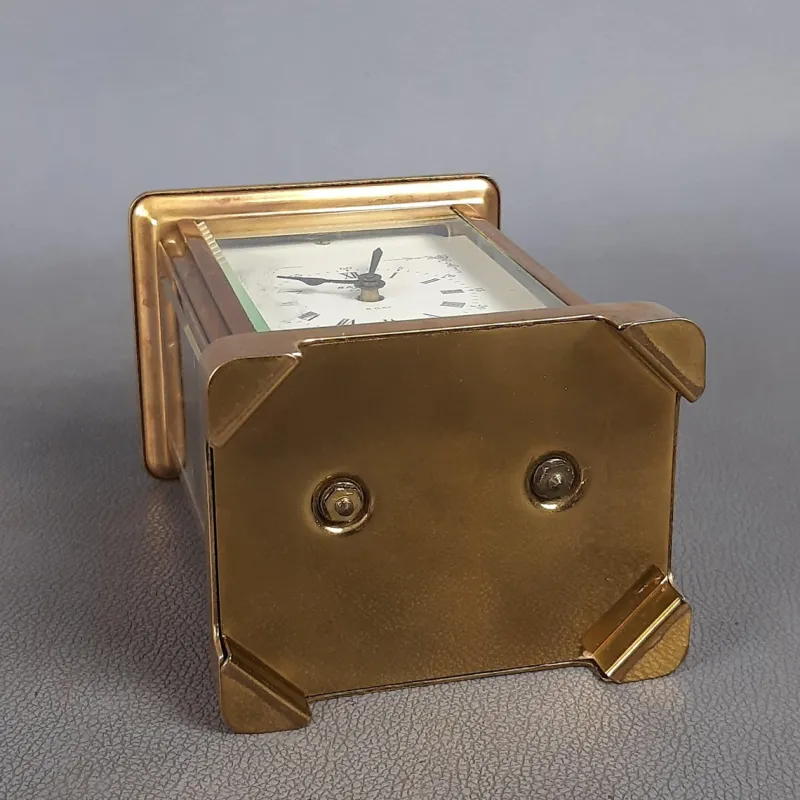Pamono Brass Mechanical Carriage Clock from Bayard Paris, Duverdrey & Bloquel, 1940s> Clocks