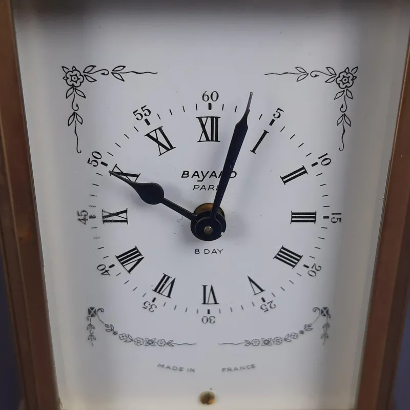 Pamono Brass Mechanical Carriage Clock from Bayard Paris, Duverdrey & Bloquel, 1940s> Clocks