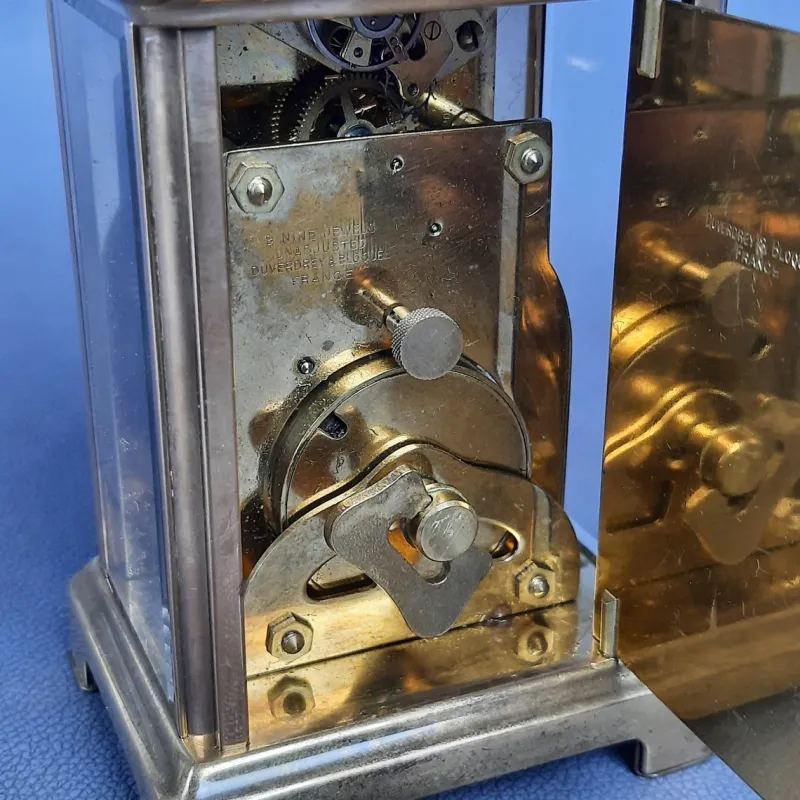 Pamono Brass Mechanical Carriage Clock from Bayard Paris, Duverdrey & Bloquel, 1940s> Clocks