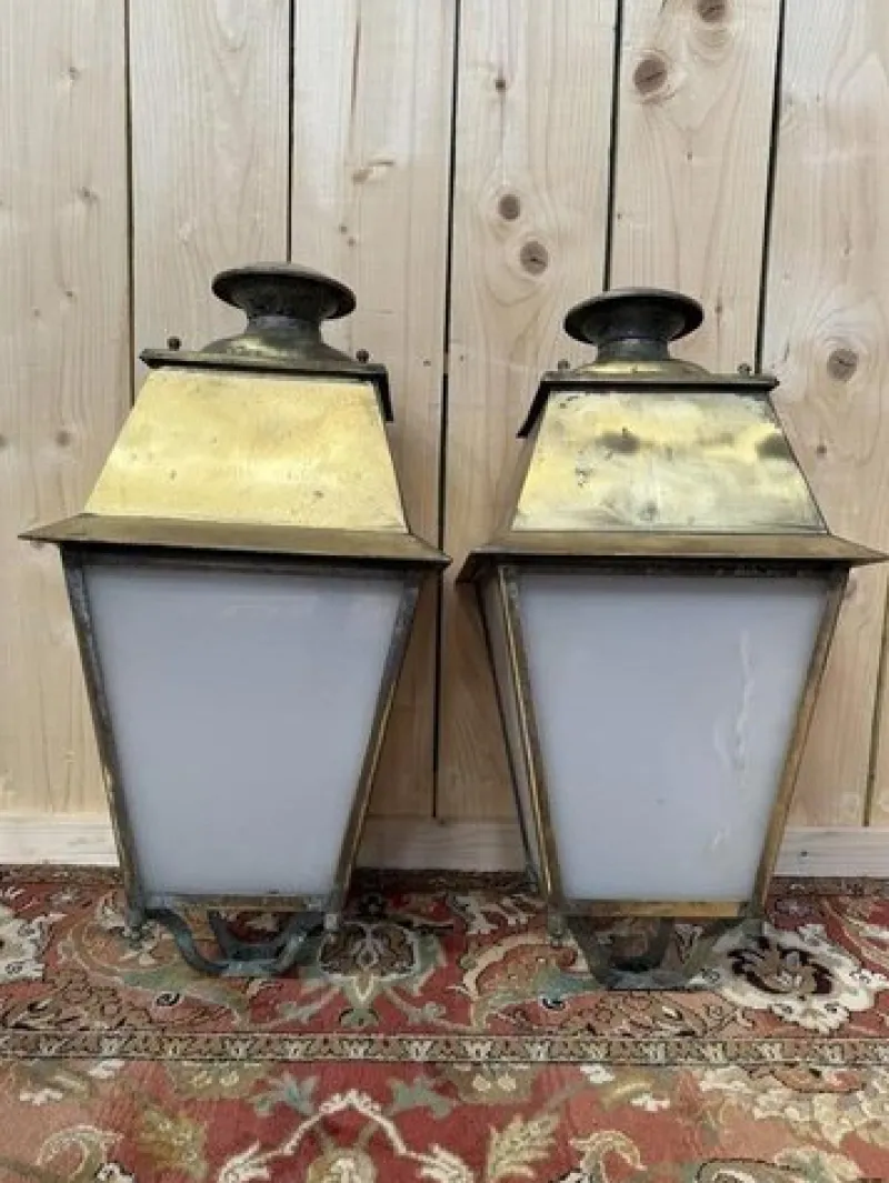 Outlet Pamono Brass Outdoor Lanterns, Set of 2