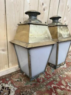 Outlet Pamono Brass Outdoor Lanterns, Set of 2
