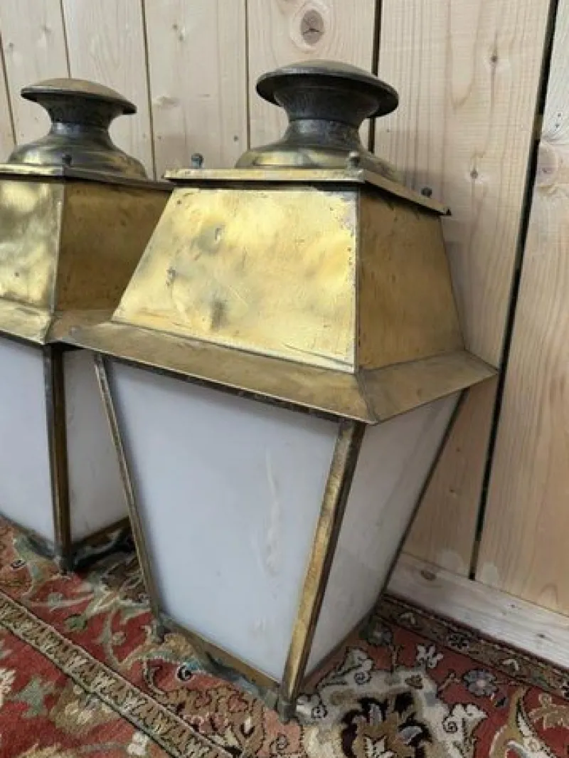Outlet Pamono Brass Outdoor Lanterns, Set of 2