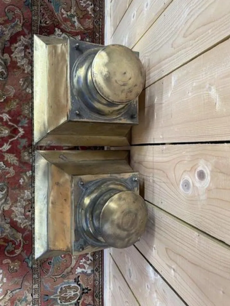 Outlet Pamono Brass Outdoor Lanterns, Set of 2