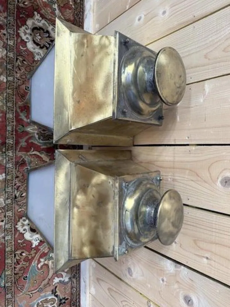 Outlet Pamono Brass Outdoor Lanterns, Set of 2