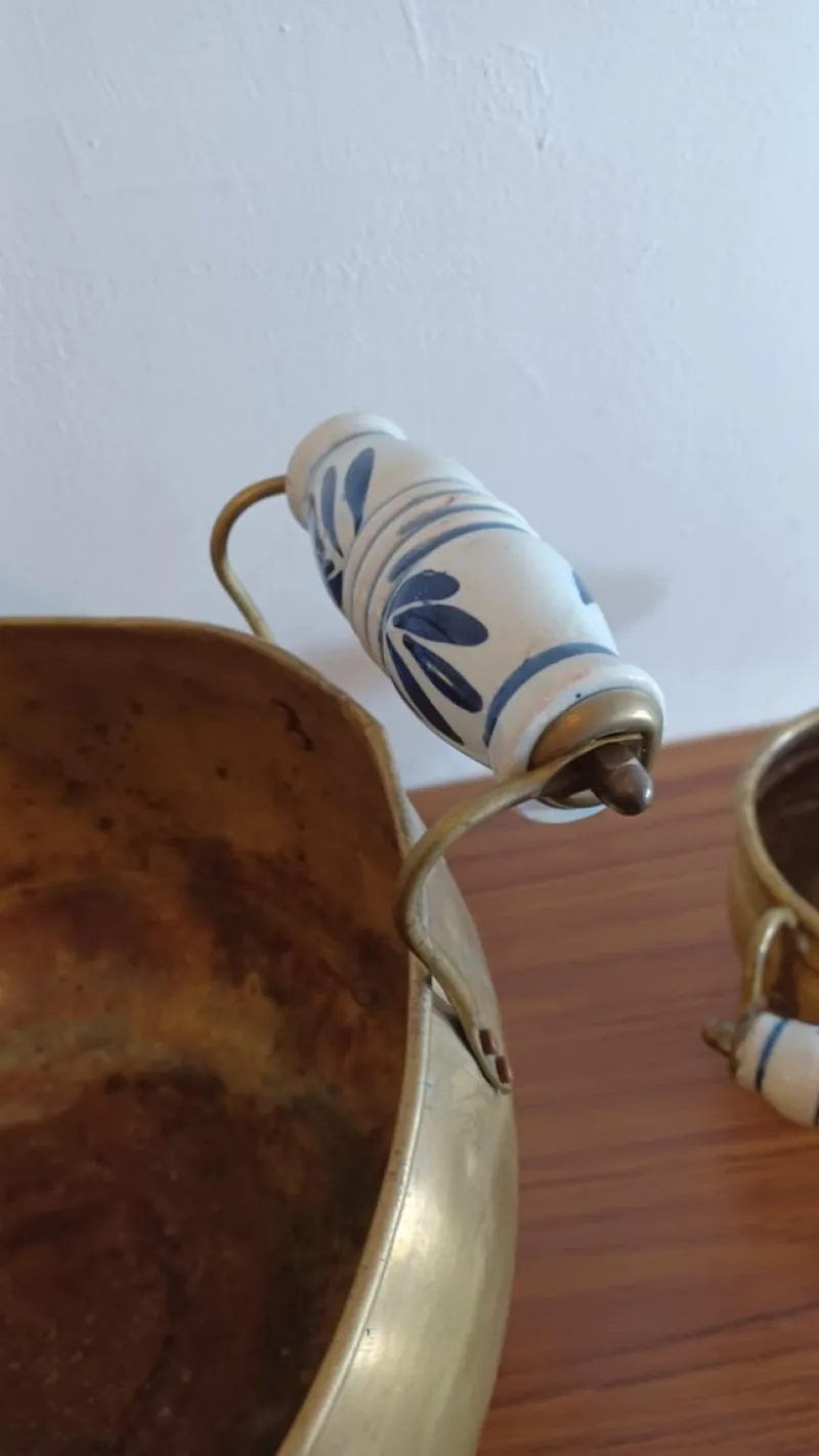 Pamono Brass Planters, 1950s-1960s, Set of 4> Planters And Jardiniere