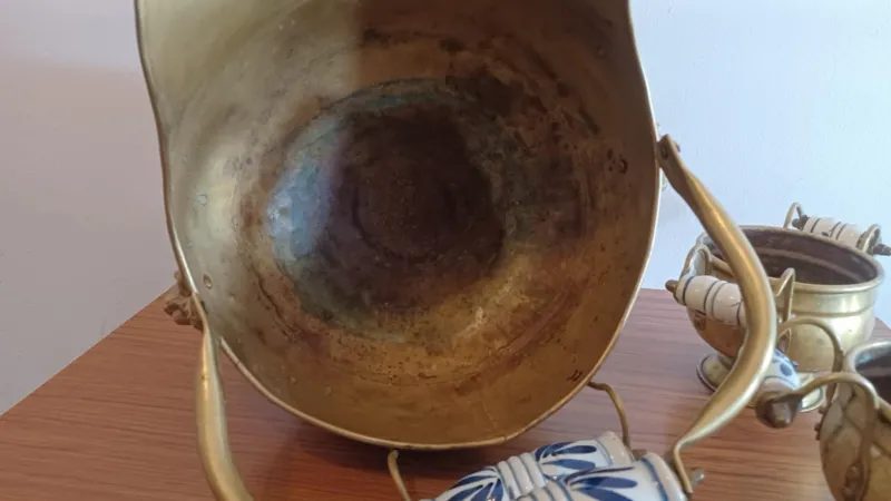Pamono Brass Planters, 1950s-1960s, Set of 4> Planters And Jardiniere