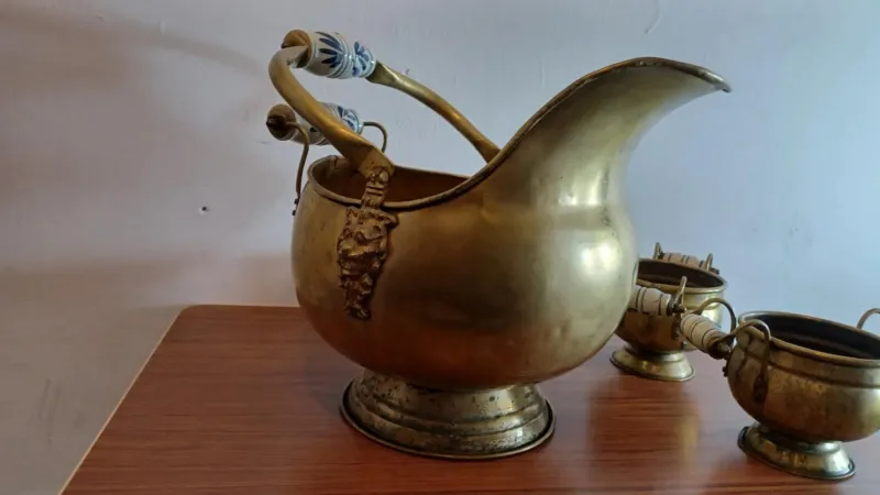Pamono Brass Planters, 1950s-1960s, Set of 4> Planters And Jardiniere