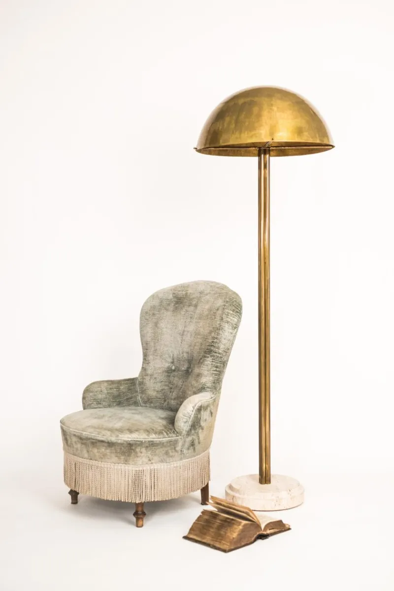 Clearance Pamono Brass Sculpted Art Deco Floor Lamp by Brajak Vitberg